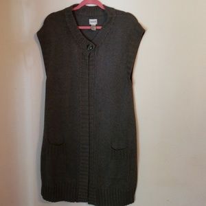 Chico's Short Sleeve Cardigan Sweater Dress GRAY